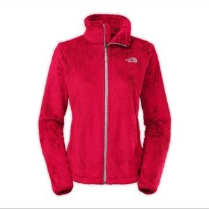 The north face fuzzy osito zip up jacket sweatshirt red pink small fleece